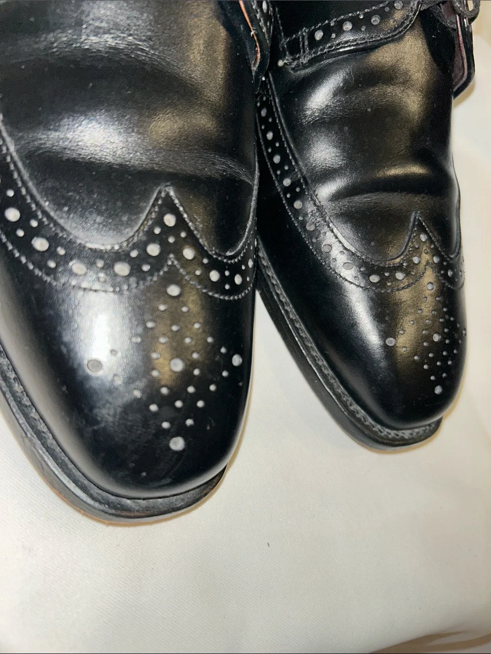 Allen Edmonds Bel Air Baroque Sleek Black Leather Wingtip Formal Dress Shoes 10